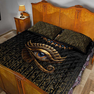 Egypt Eyes Of Horus Quilt Bed Set with Egyptian Hieroglyphs