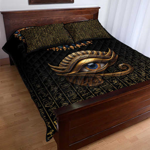 Egypt Eyes Of Horus Quilt Bed Set with Egyptian Hieroglyphs