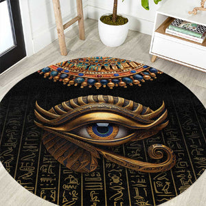 Egypt Eyes Of Horus Round Carpet with Egyptian Hieroglyphs