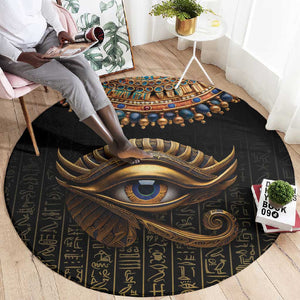 Egypt Eyes Of Horus Round Carpet with Egyptian Hieroglyphs