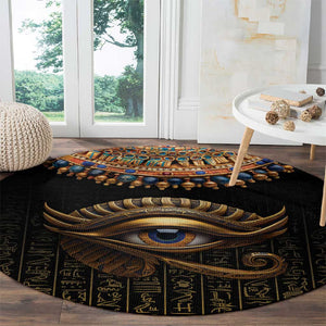 Egypt Eyes Of Horus Round Carpet with Egyptian Hieroglyphs