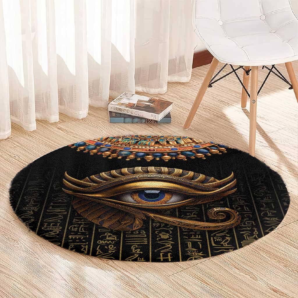 Egypt Eyes Of Horus Round Carpet with Egyptian Hieroglyphs