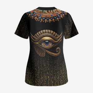 Egypt Eyes Of Horus Scrub Top with Egyptian Hieroglyphs