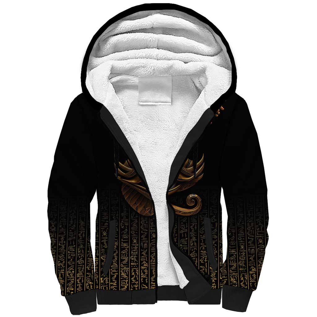 Egypt Eyes Of Horus Sherpa Hoodie with Egyptian Hieroglyphs