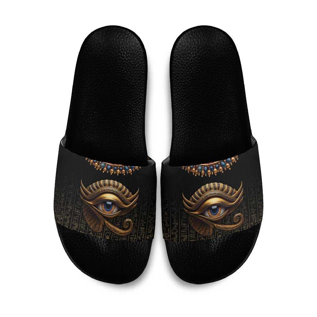 Egypt Eyes Of Horus Slide Sandals with Egyptian Hieroglyphs