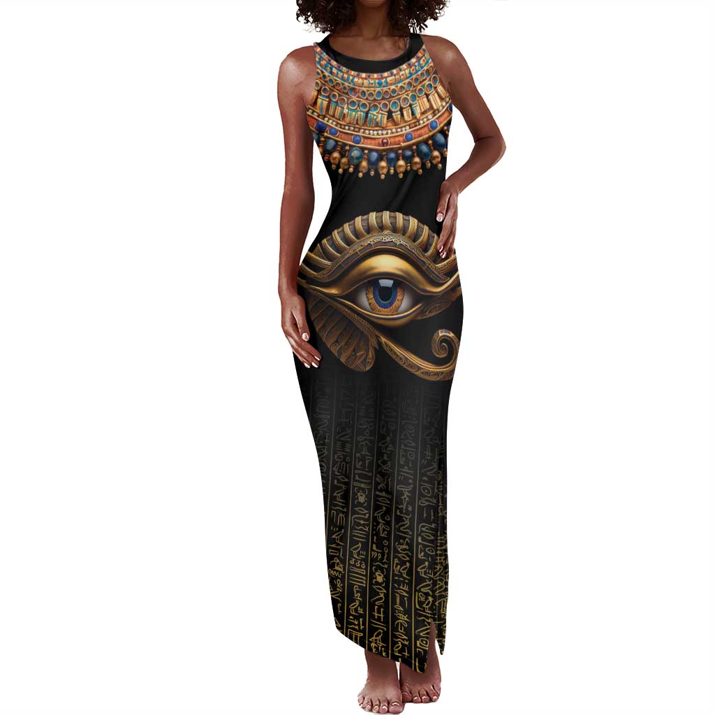 Egypt Eyes Of Horus Tank Maxi Dress with Egyptian Hieroglyphs