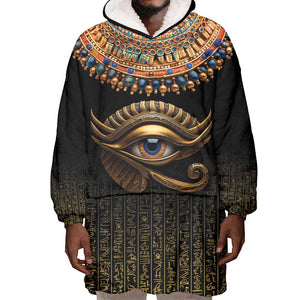 Egypt Eyes Of Horus Wearable Blanket Hoodie with Egyptian Hieroglyphs