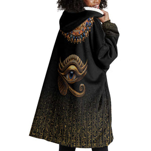 Egypt Eyes Of Horus Wearable Blanket Hoodie with Egyptian Hieroglyphs