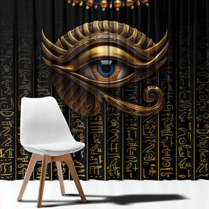 Egypt Eyes Of Horus Window Curtain with Egyptian Hieroglyphs