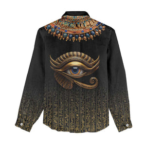 Egypt Eyes Of Horus Women Casual Shirt with Egyptian Hieroglyphs