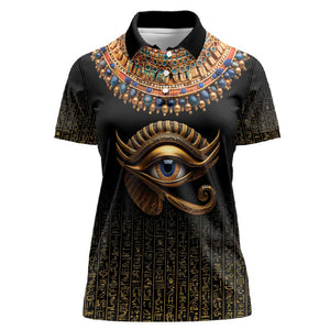 Egypt Eyes Of Horus Women Polo Shirt with Egyptian Hieroglyphs