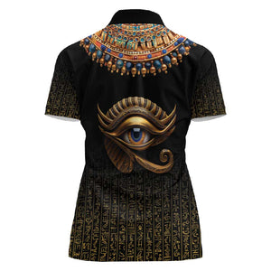 Egypt Eyes Of Horus Women Polo Shirt with Egyptian Hieroglyphs