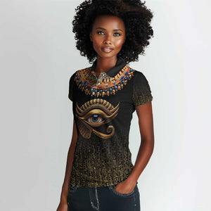 Egypt Eyes Of Horus Women Polo Shirt with Egyptian Hieroglyphs