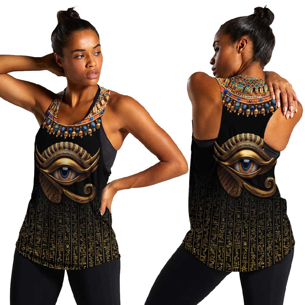 Egypt Eyes Of Horus Women Racerback Tank with Egyptian Hieroglyphs