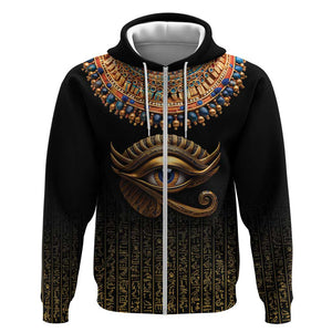 Egypt Eyes Of Horus Zip Hoodie with Egyptian Hieroglyphs