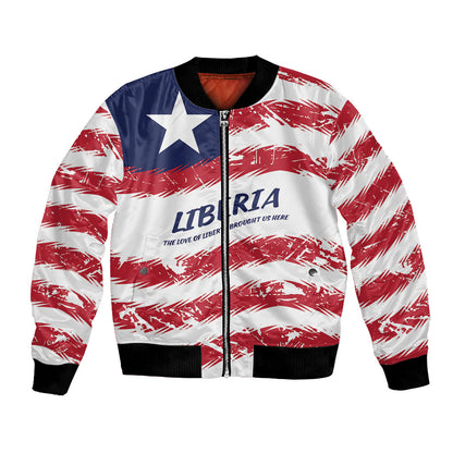 Personalized Liberia Lone Star Flag Bomber Jacket