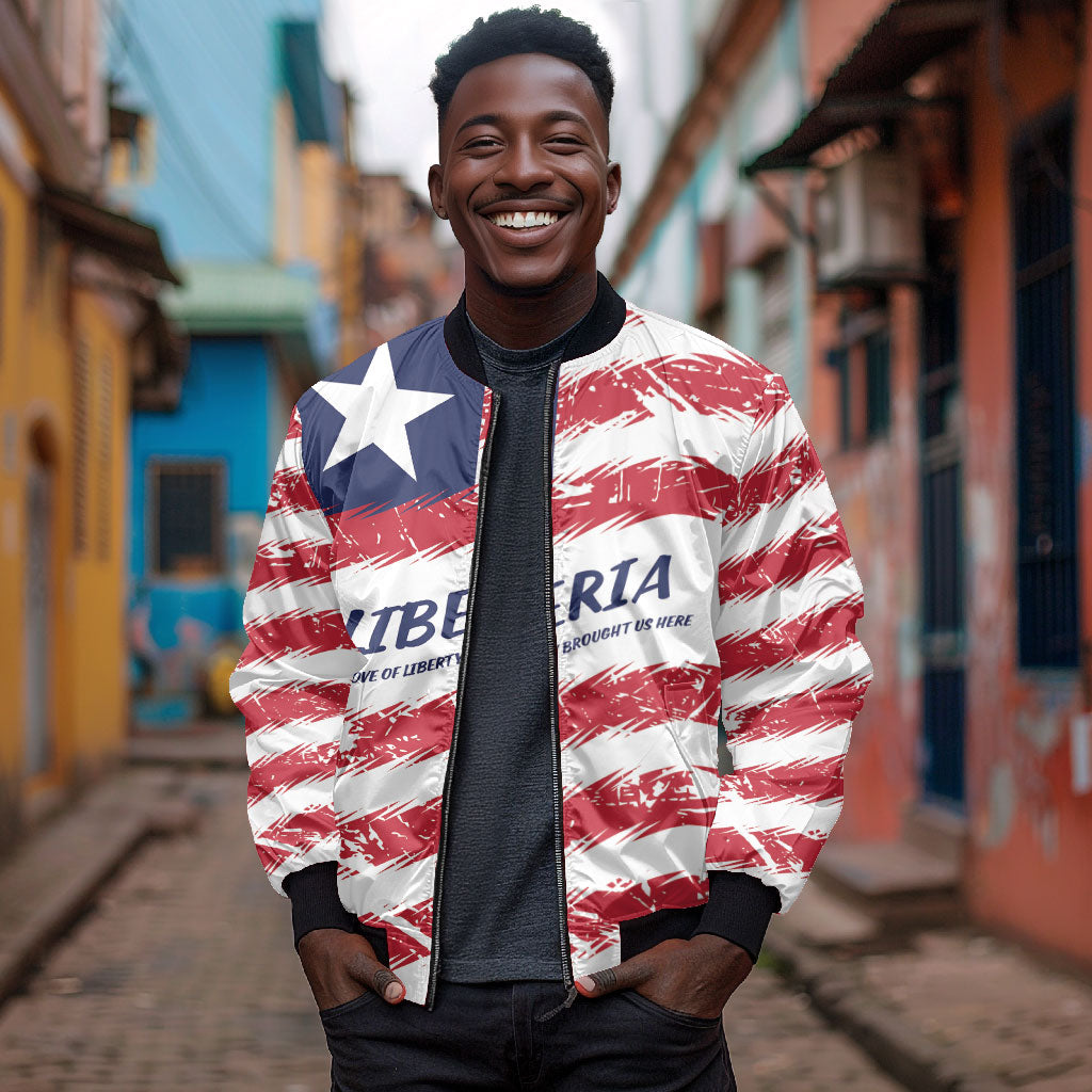 Personalized Liberia Lone Star Flag Bomber Jacket