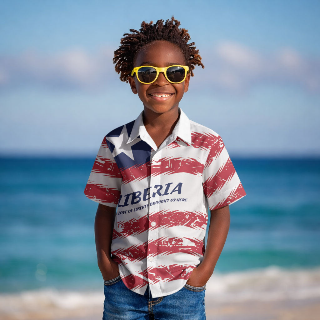 Personalized Liberia Lone Star Flag Kid Hawaiian Shirt