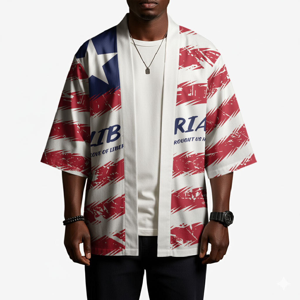 Personalized Liberia Lone Star Flag Kimono