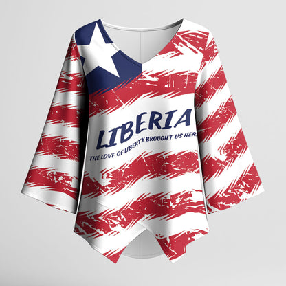 Personalized Liberia Lone Star Flag Kimono Sleeve Blouse