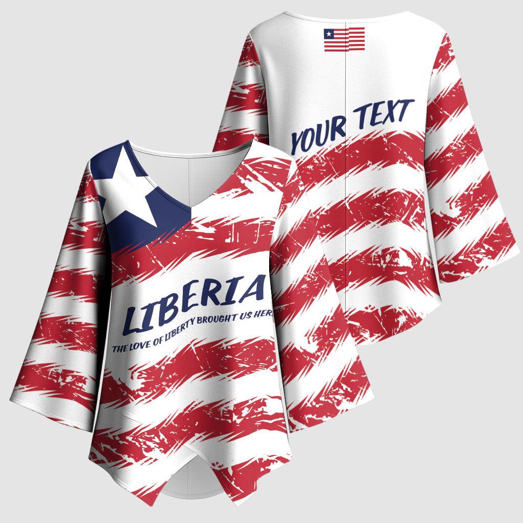 Personalized Liberia Lone Star Flag Kimono Sleeve Blouse