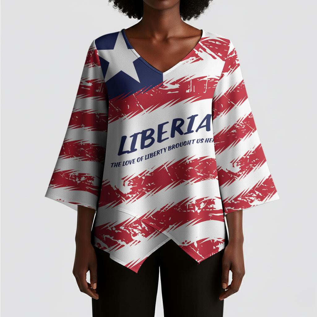 Personalized Liberia Lone Star Flag Kimono Sleeve Blouse