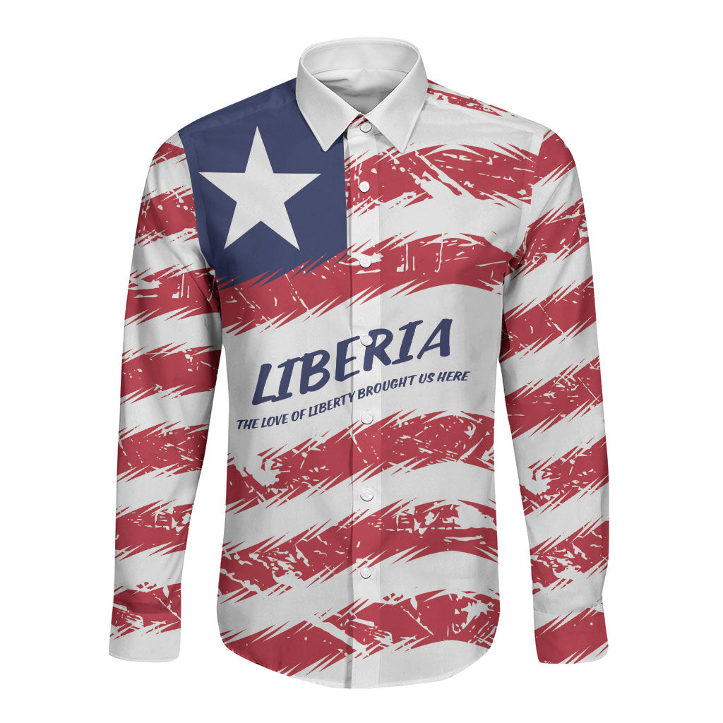 Personalized Liberia Lone Star Flag Long Sleeve Button Shirt