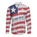 Personalized Liberia Lone Star Flag Long Sleeve Button Shirt