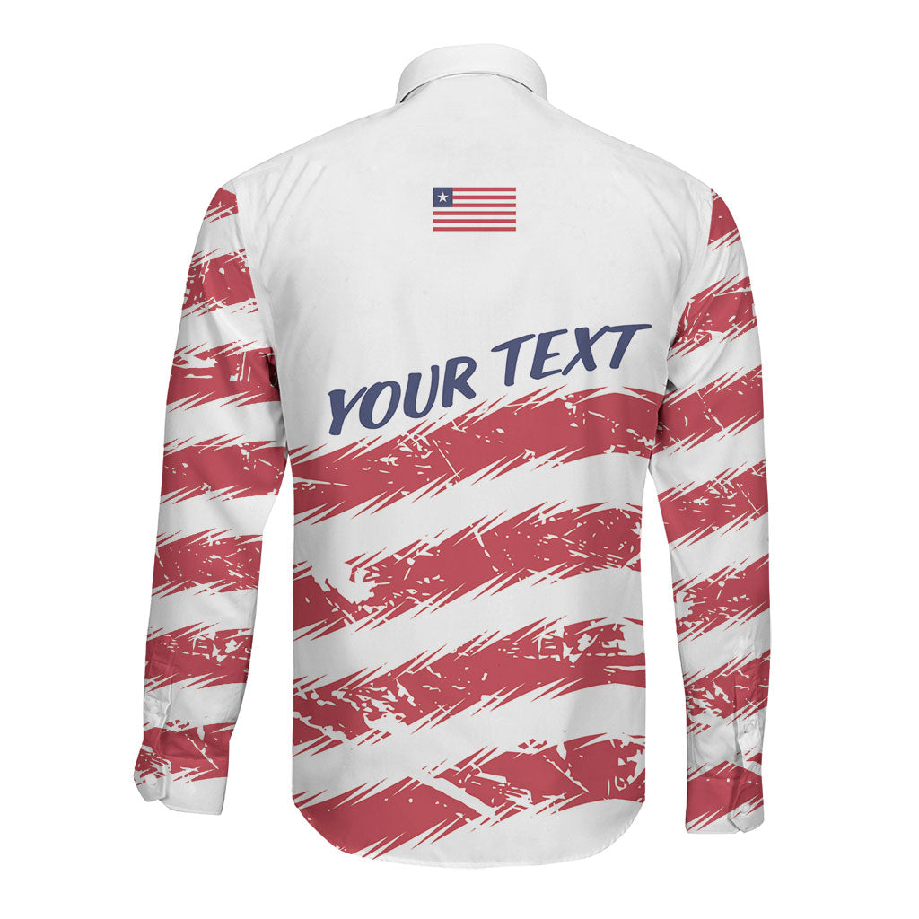 Personalized Liberia Lone Star Flag Long Sleeve Button Shirt