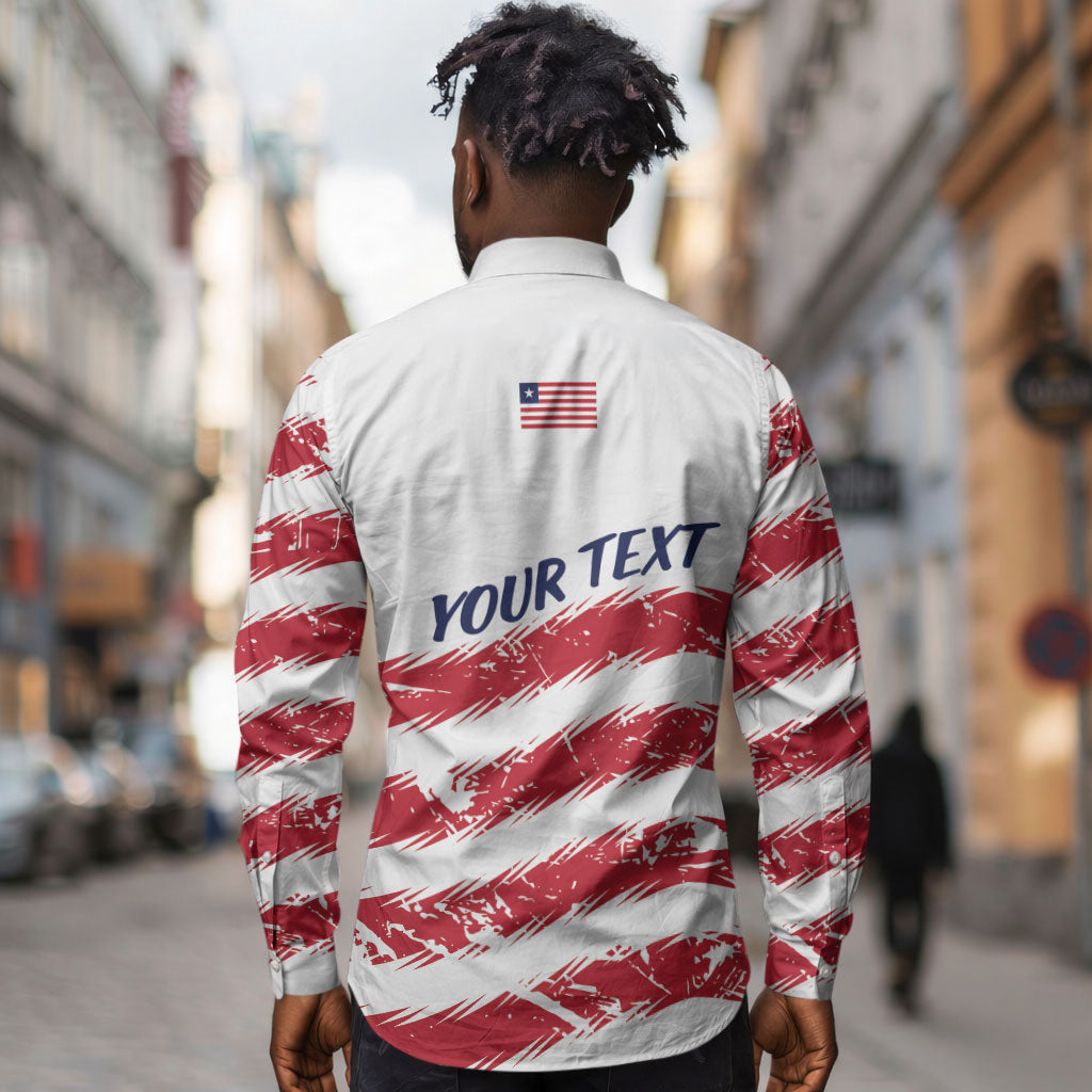 Personalized Liberia Lone Star Flag Long Sleeve Button Shirt