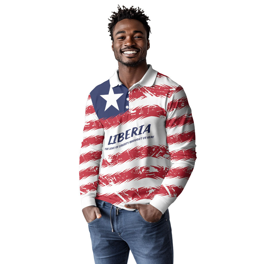 Personalized Liberia Lone Star Flag Long Sleeve Polo Shirt