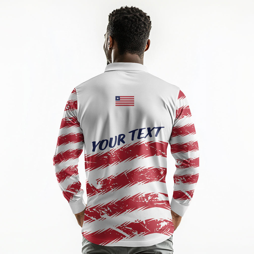 Personalized Liberia Lone Star Flag Long Sleeve Polo Shirt