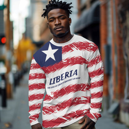 Personalized Liberia Lone Star Flag Long Sleeve Shirt
