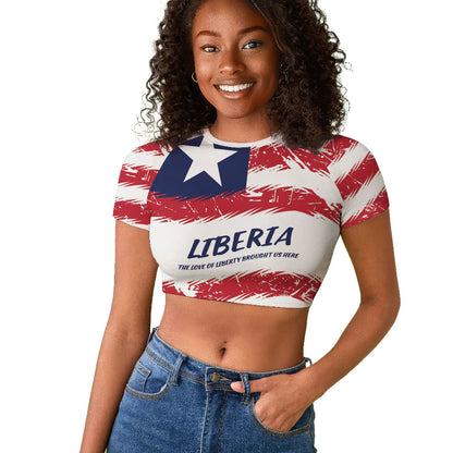 Personalized Liberia Lone Star Flag Raglan Cropped T shirt