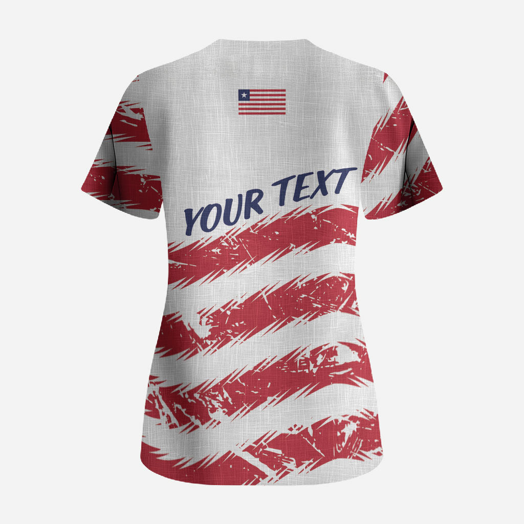 Personalized Liberia Lone Star Flag Scrub Top