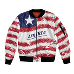 Personalized Liberia Lone Star Flag Sleeve Zip Bomber Jacket