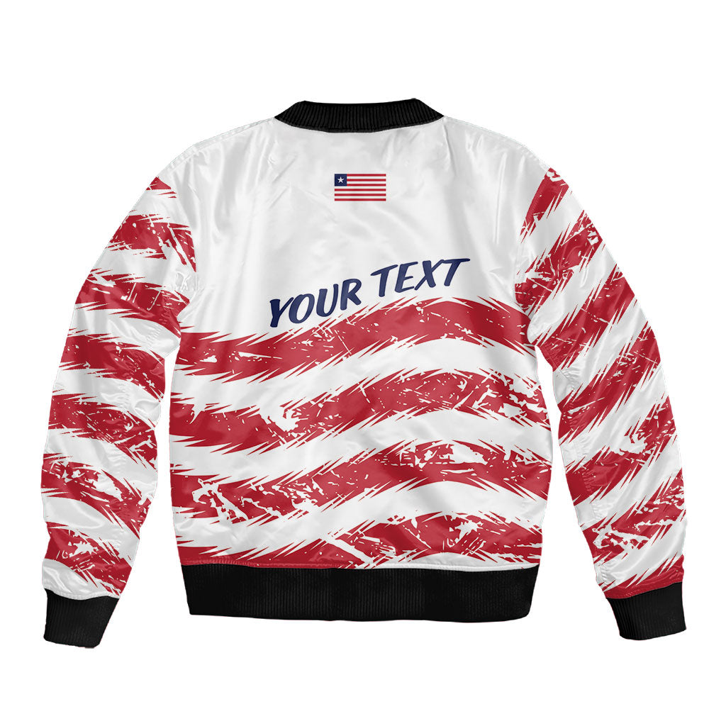 Personalized Liberia Lone Star Flag Sleeve Zip Bomber Jacket