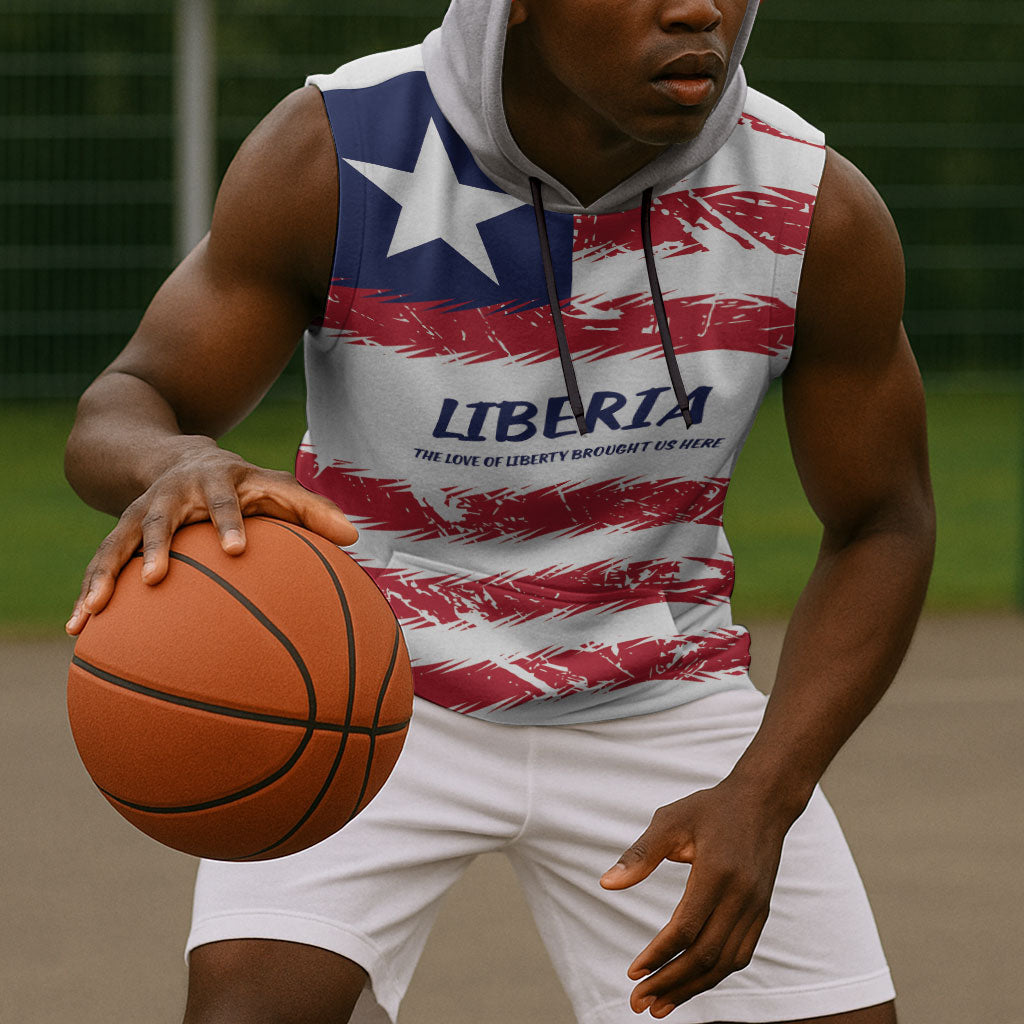 Personalized Liberia Lone Star Flag Sleeveless Hoodie