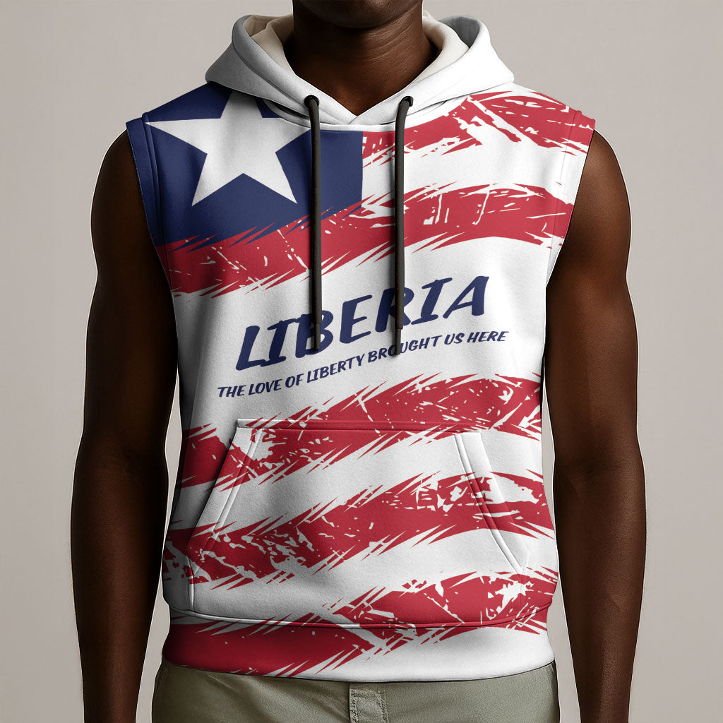 Personalized Liberia Lone Star Flag Sleeveless Hoodie