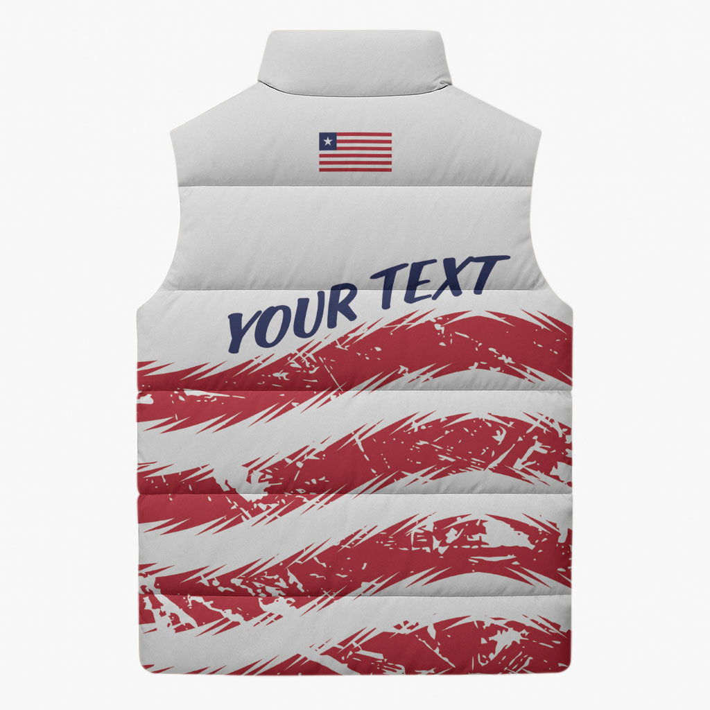 Personalized Liberia Lone Star Flag Sleeveless Puffer Jacket
