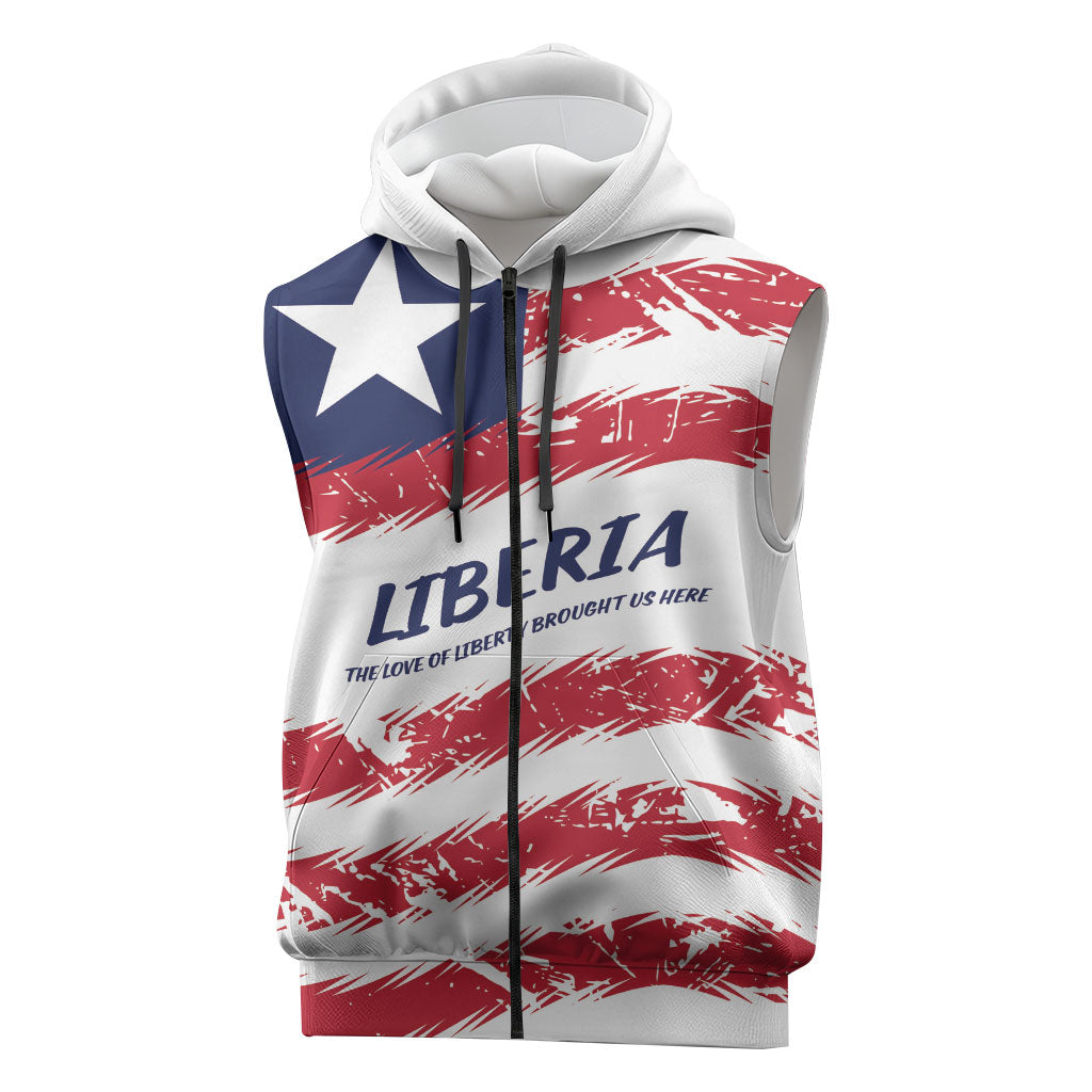 Personalized Liberia Lone Star Flag Sleeveless Zip Hoodie