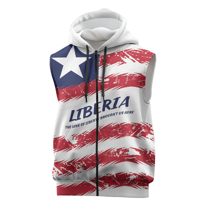 Personalized Liberia Lone Star Flag Sleeveless Zip Hoodie