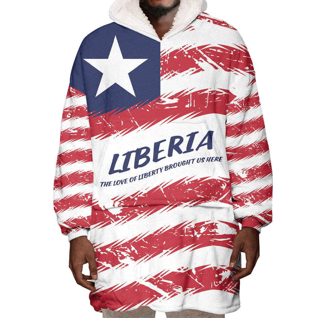 Personalized Liberia Lone Star Flag Wearable Blanket Hoodie