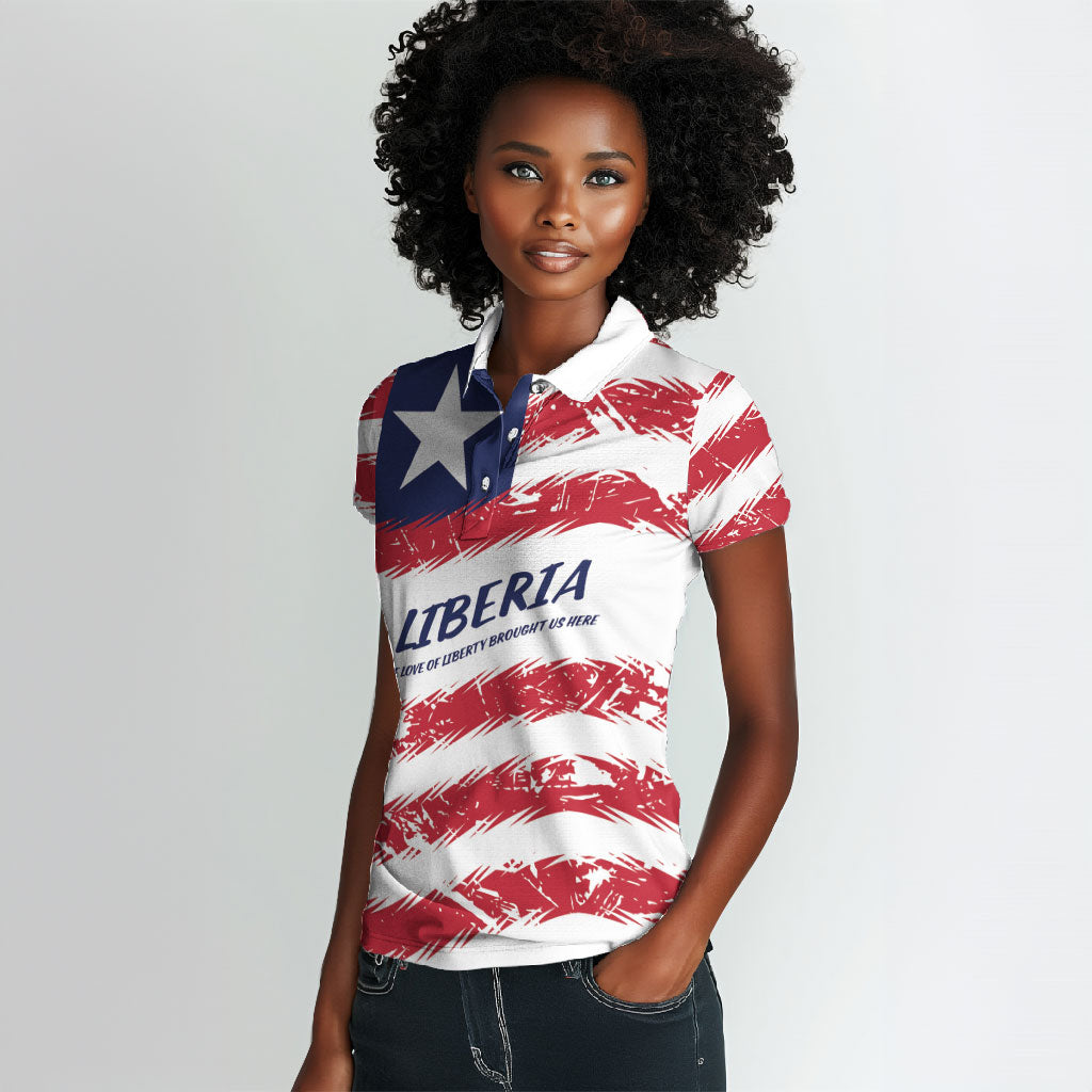 Personalized Liberia Lone Star Flag Women Polo Shirt