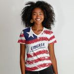 Personalized Liberia Lone Star Flag Women V-Neck T-Shirt
