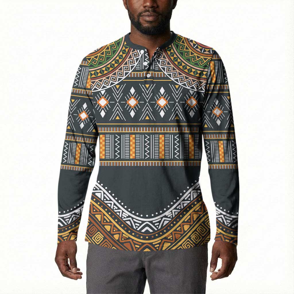 Africa Ethnic Native Pattern Button Sweatshirt