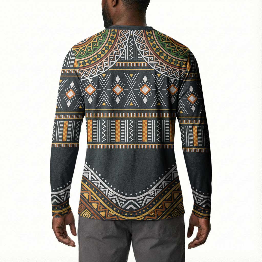 Africa Ethnic Native Pattern Button Sweatshirt