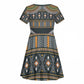Afro Ethnic Native Pattern Kid Short Sleeve Dress