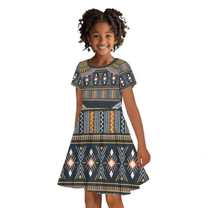 Afro Ethnic Native Pattern Kid Short Sleeve Dress