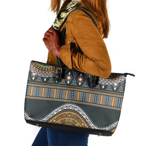 Afro Ethnic Native Pattern Leather Tote Bag